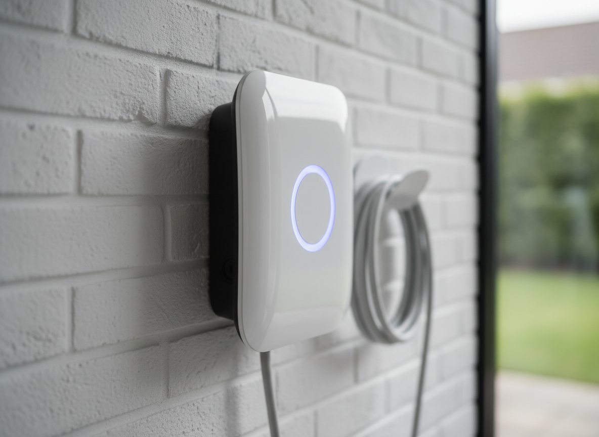 Close-up van laadpaal - detail van de apparatuur in de zomer